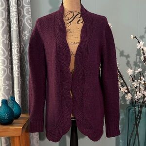 Emaline Scalloped Cable Knit Open Cardigan